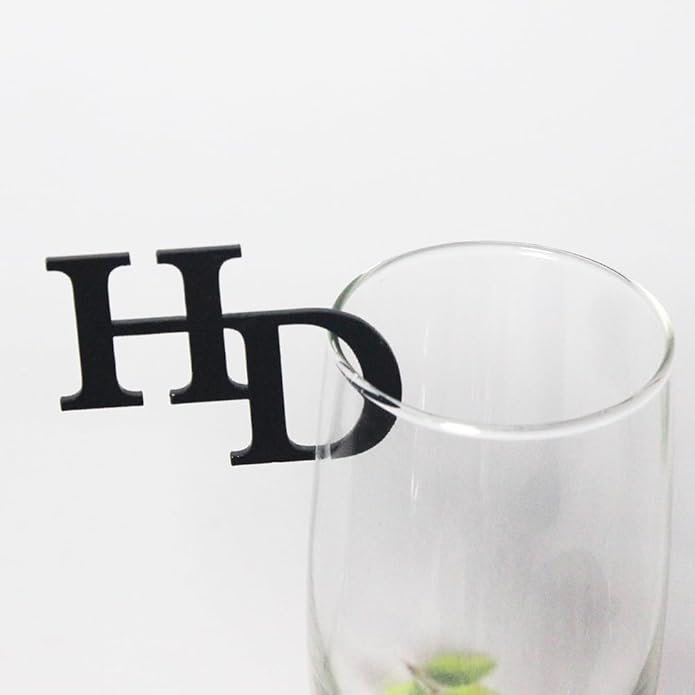50pcs Personalized Wine Glass Charms,Acrylic Wedding Drink Initial Tags,Drink Stirrers Glass Markers, Champagne Toasting Tags Cocktail Charms