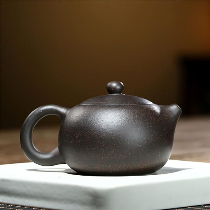 Chinese Clay Teapot 6.7Oz Handmade Xishi Zisha Tea Pot Black Gold Sand Spherical Filter Kungfu Tea Set