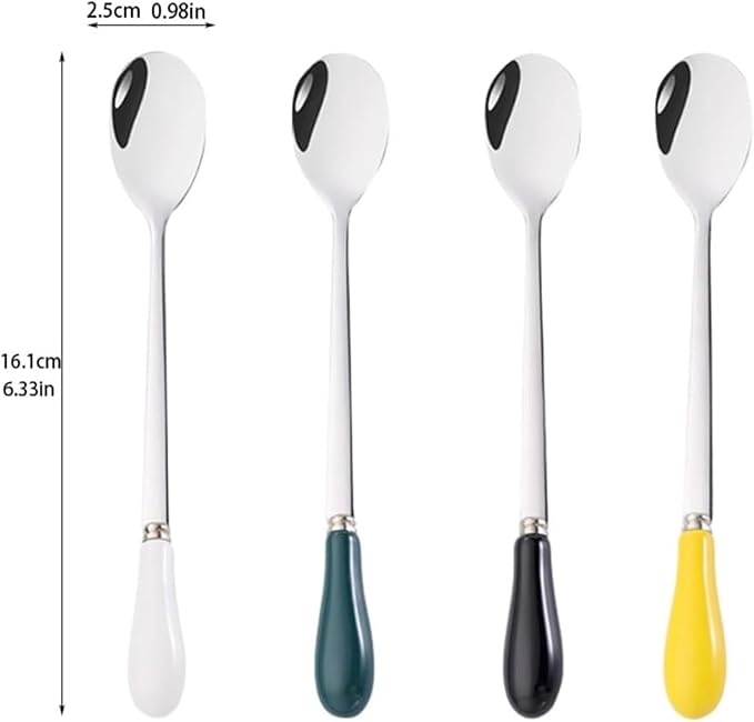Soup Spoons,Spoons, Spoons Ceramic Handle Stainless Steel Spoon Restaurant Bar Creative Ice Spoon Coffee Spoon Dessert Spoon