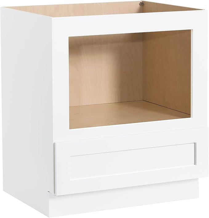 Solid Wood RTA 30" Microwave Base Cabinet,Kitchen Oven Cabinet - with 1 Full Overlay Drawer (Frame Dimension: 24''W*16''H) (White, 30" Width x 24" Depth x 34 1/2" Height)