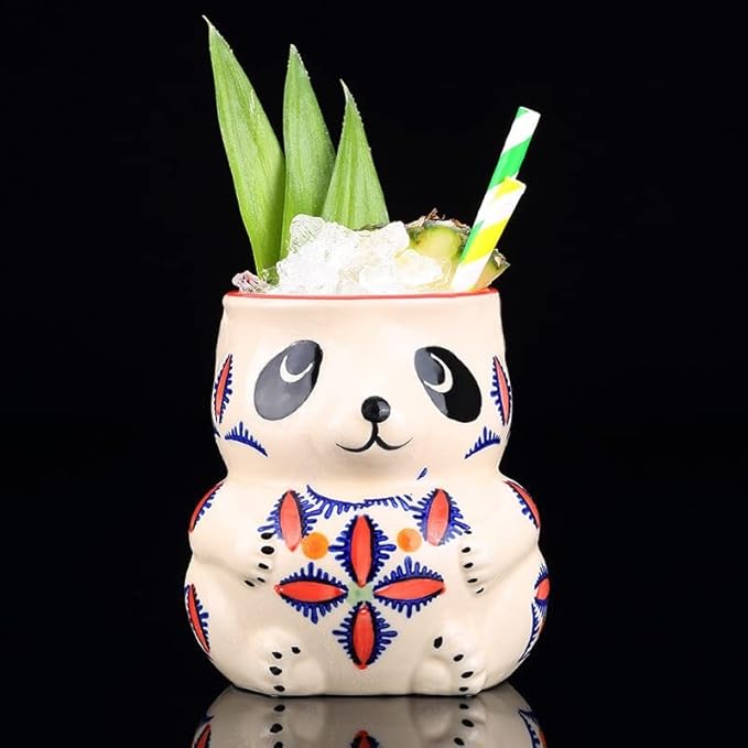Cup Creative Panda Shape Wine Glass Hawaii Cocktail Glass Ceramic Cup Cute Beverage Drinking Whiskey Glass Bar Accessories