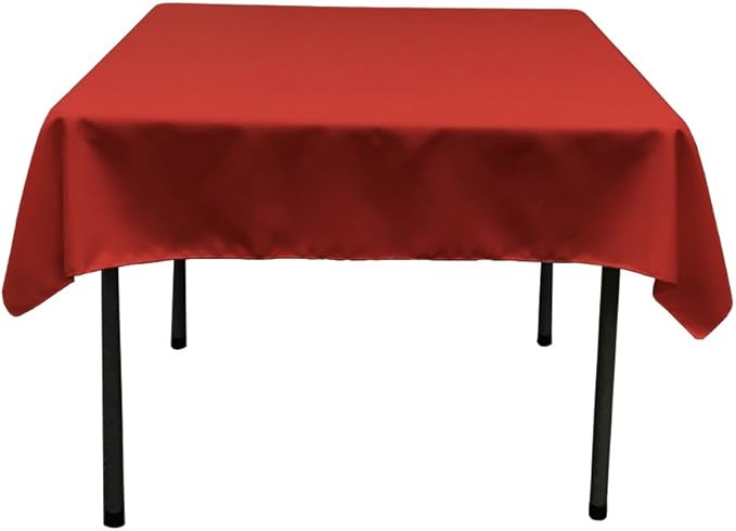 LA Linen Polyester Poplin Washable Square Tablecloth, Stain and Wrinkle Resistant Table Cover 58x58, Fabric Table Cloth for Dinning, Kitchen, Party, Holiday 58 by 58-Inch, Red