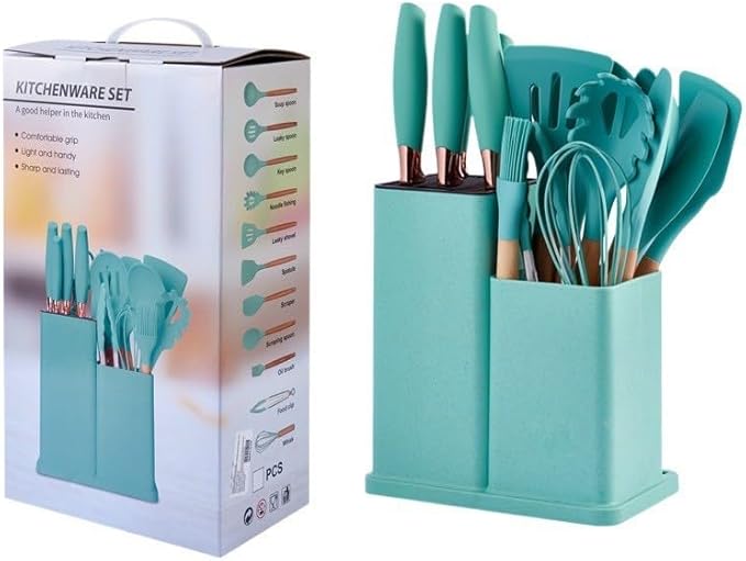 Kitchen Utensils Set-19 Pieces Silicone Cooking Utensils Set (Dishwasher Safe) 392°F Heat Resistant Spatula Set,Kitchen Utensil Set for Nonstick Cookware,Best Kitchen Tools with Holder