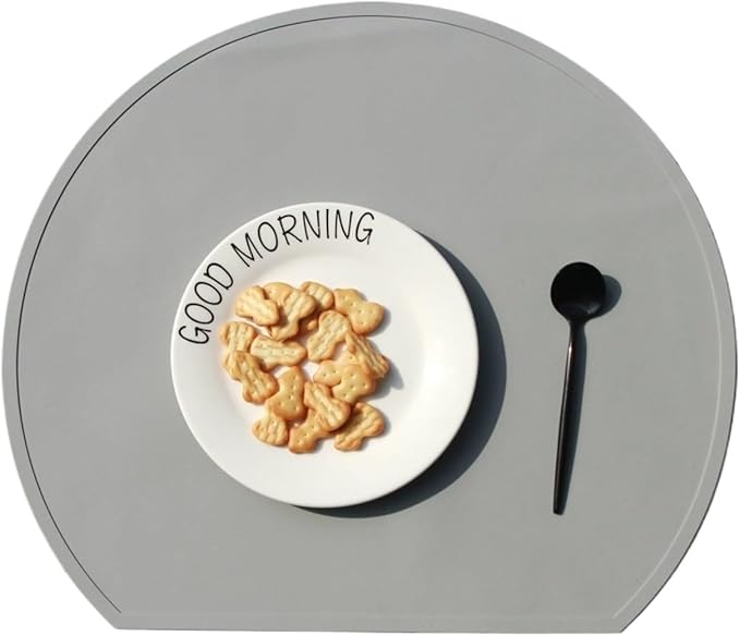 Silicone Tableware Pad Waterproof Placemat Table Mat Heat Insulation Anti-Skidding Washable for Kitchen Dining(Mud Gray)