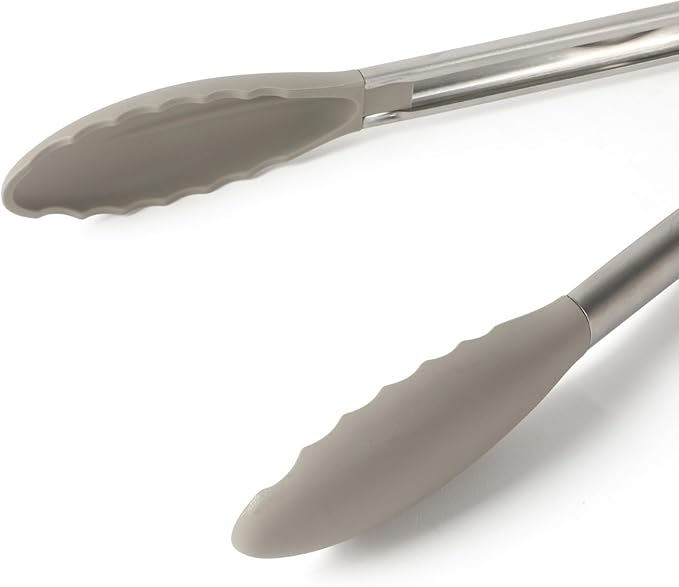 Calphalon Edge Stainless Steel Kitchen Tongs W/Silicone Head - Taupe