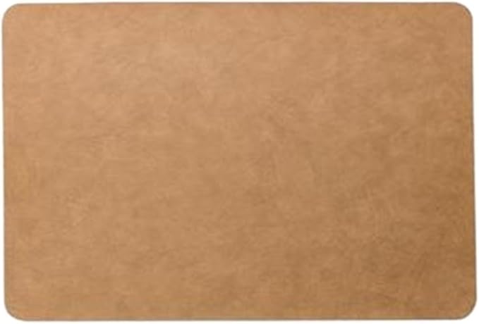 Light Luxury Solid Leather Placemat Coffee Brown PU Table Mat Waterproof Oilproof Heat-Insulated Plate Bowl Pad Table Decor(C)