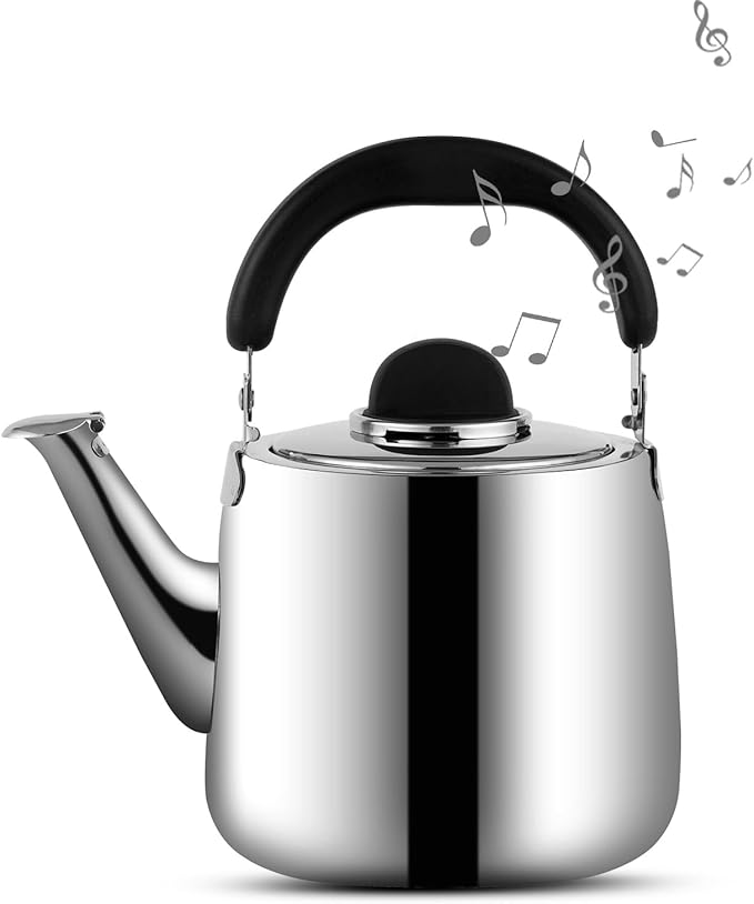 Tea Kettle,Whistling Tea kettle for Stove Top,2 QT Stainless Steel Teapot,Induction Tea Kettle Pot for Stovetop (1.9 L,Silver)