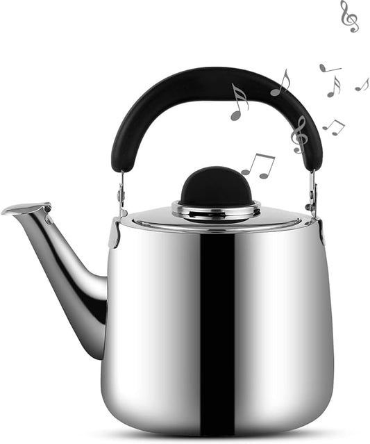 Tea Kettle,Whistling Tea kettle for Stove Top,4 QT Stainless Steel Teapot,Induction Tea Pot for Stovetop (3.8 L,Silver)