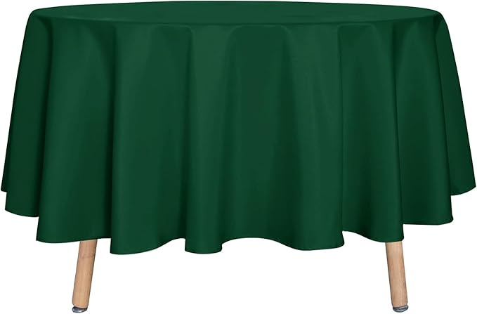 sancua Round Tablecloth - 90 Inch - Water Resistant Spill Proof Washable Polyester Table Cloth Decorative Fabric Table Cover for Dining Tables, Buffet Parties and Camping, Hunter Green