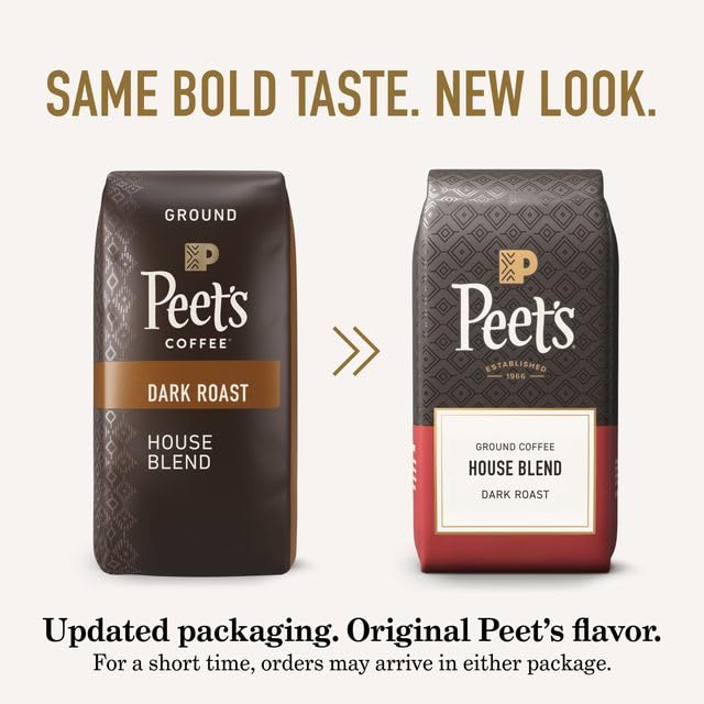 Peet's Coffee, Dark Roast Ground Coffee - House Blend 10.5 Ounce Bag