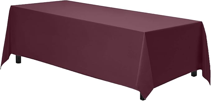 Gee Di Moda Rectangle Tablecloth - 70 x 120 Inch Burgundy Table Cloth for 6 or 8 Foot Rectangle Tables - Heavy Duty Washable Fabric - for Holiday Party, Dinner, Weddings, Baby Shower & Events