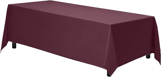 Gee Di Moda Rectangle Tablecloth - 90 x 156 Inch Burgundy Table Cloth for 8 Foot Tables with Floor-Length Drop - Heavy Duty Washable Fabric for Holiday Party, Dinner, Weddings & Baby Shower