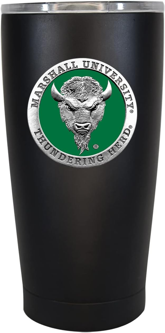 Heritage Pewter Marshall 15 oz. Tumbler - Black | Durable Insulated Tumbler Cup for Cold & Hot Drinks | Thermal Travel Mug for Coffee | Intricately Crafted Metal Pewter Inlay