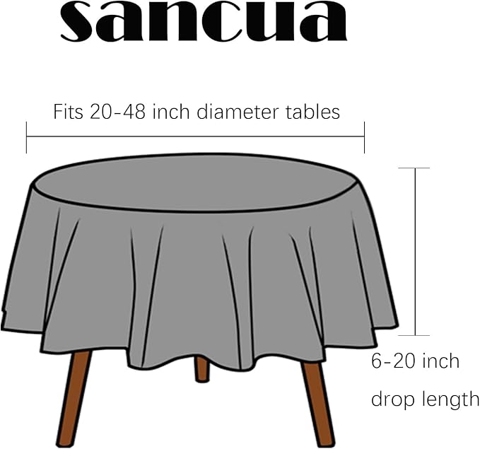 sancua 60 Inch Round Tablecloth (Fits 20-48 Inch Tables), Water Resistant Spill Proof Washable Polyester Table Cloth Decorative Fabric Table Cover for Dining, Buffet Parties and Camping, Pink