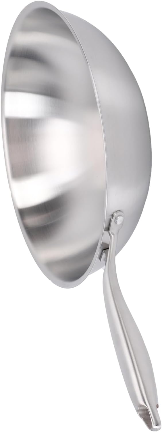 Nonstick Wok Stick Wok No Coating Wok 304 Stainless Steel Stir Fry Pan with Aluminum Core for Induction Gas Electric Stoves (32CM)