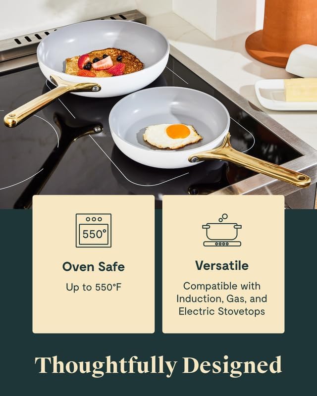 Caraway Nonstick Ceramic Frying Pan (2.7 qt, 10.5") - Non Toxic, PTFE & PFOA Free - Oven Safe & Compatible with All Stovetops (Gas, Electric & Induction) - Gray