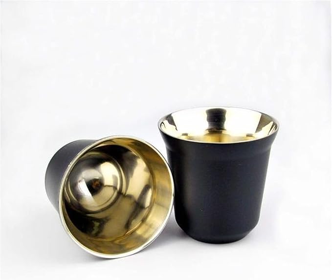 80ml 160ml Set of 2, Espresso Mugs Double Wall Stainless Steel Espresso Cups Set,Insulated Coffee Mugs Last for Years Easy Clean(80ml 2PCS Black)