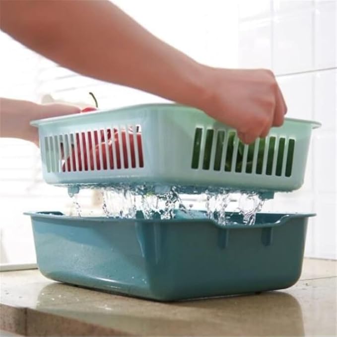 JSEIAJB 3-Piece Set Vegetable Basket, Layer Vegetable Washing Basket, Vegetable Washing Basket