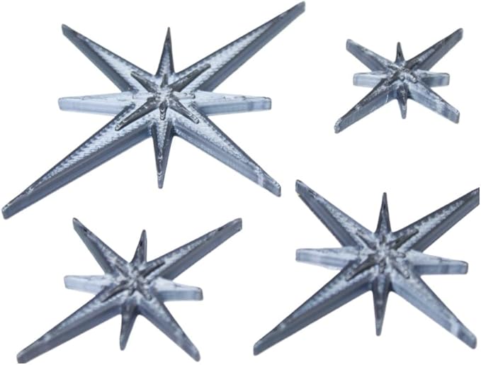 Midcentury Modern Vintage Style Atomic Star Bursts Fridge Magnets Art Refrigerator Kitchen Décor 1960s Retro Stars 50s Home Office MCM (Silver)