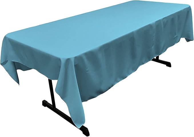LA Linen Polyester Poplin Washable Rectangular Tablecloth, Stain and Wrinkle Resistant Table Cover 60x90, Fabric Table Cloth for Dinning, Kitchen, Party, Holiday 60 by 90-Inch, Turquoise Dark