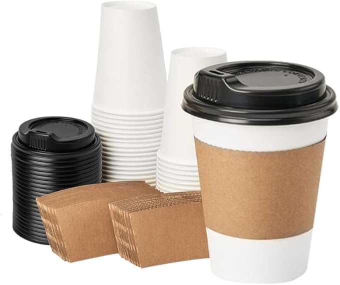 12 oz PLA White Disposable Cups 100 Packs Eco Conscious Leak Proof Sturdy for Hot Beverages Takeout