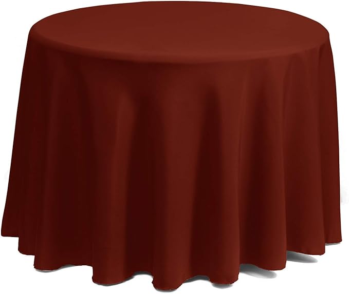 Gee Di Moda Round Tablecloth - 90 Inch Burnt Orange Round Table Cloth for 30 to 60 Inch Round Tables - Heavy Duty Washable Fabric - for Buffet Table, Holiday Party, Dinner, Wedding & Baby Shower