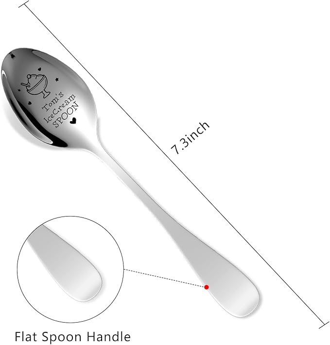 Custom Engraved Name Ice Cream Spoon, Stainless Steel Coffee Spoon, Personalized Birthday Wedding Gifts