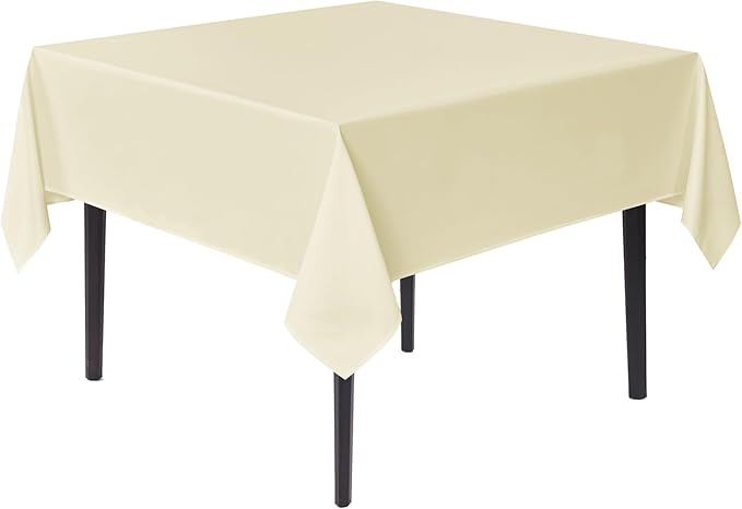 sancua Square Tablecloths 85x85 Inch - Beige Fabric Table Cloth for Square or Round Tables, Washable Polyester Table Cover for Outdoor Party, Birthday, Buffet, Resturant