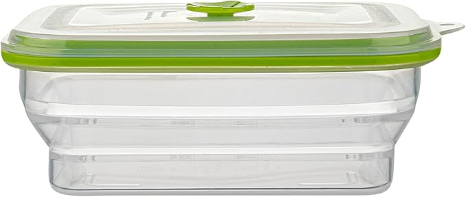Restaurantware-Fresh Hero 32.3 Ounce Storage Containers, 1 Durable Airtight Food Containers - Microwavable, Freezable, Green Silicone, Collapsible, Dishwashable, With Vented Lids