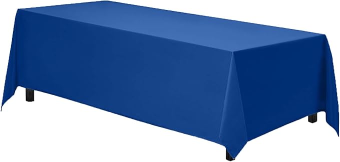 Gee Di Moda Rectangle Tablecloth - 90 x 132 Inch Royal Blue Table Cloth for 6 Foot Tables with Floor-Length Drop - Heavy Duty Washable Fabric for Holiday Party, Dinner, Weddings & Baby Shower