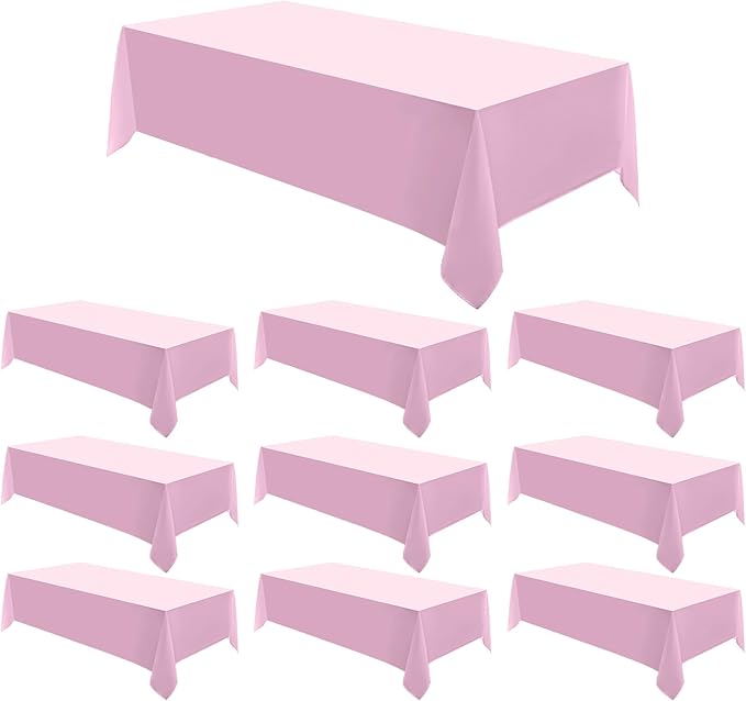 Rectangle Tablecloths 90x132 Inch 10 Pack Pink Tablecloth for 6ft Washable Decorative Polyester Table Cloths for 8ft Dining Table Banquets Buffet Parties and Wedding