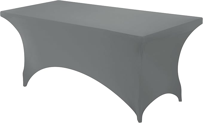 Utopia Kitchen Spandex Tablecloth 1 Pack [6FT, Grey] Tight, Fitted, Washable and Wrinkle Resistant Stretch Rectangular Patio Table Cover for Event, Wedding, Banquet & Parties [72Lx30Wx30H Inch]
