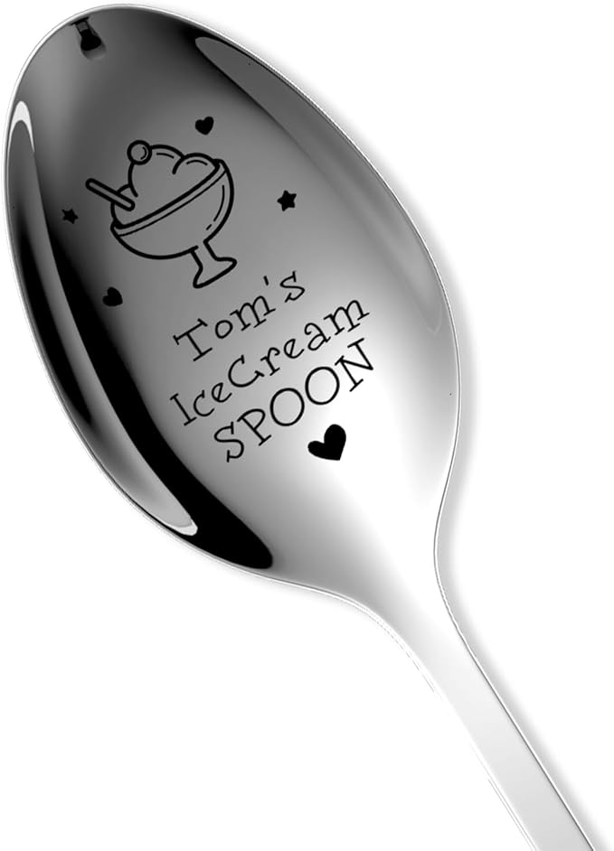 Custom Engraved Name Ice Cream Spoon, Stainless Steel Coffee Spoon, Personalized Birthday Wedding Gifts
