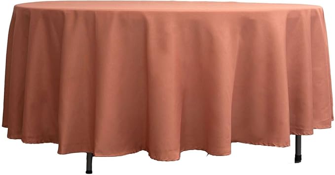 Efavormart Round Tablecloth, 108 Inch Stain & Wrinkle Resistant Washable Table Cloth, Decorative Polyester Fabric Table Cover for Banquet, Wedding, Dining- Terracotta