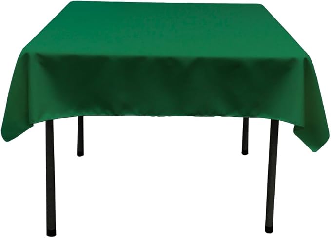 LA Linen Polyester Poplin Washable Square Tablecloth, Stain and Wrinkle Resistant Table Cover 58x58, Fabric Table Cloth for Dinning, Kitchen, Party, Holiday 58 by 58-Inch, Emerald Green