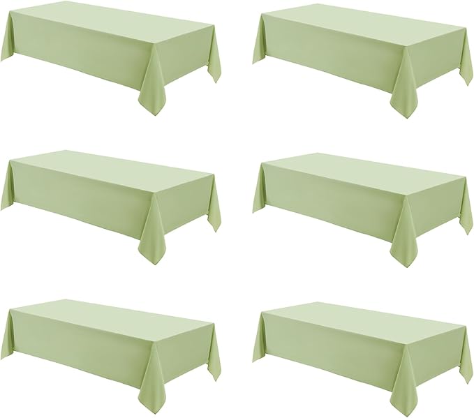 Rectangle Tablecloths 90x132 Inch 6 Pack Sage Green Tablecloth for 6ft Washable Decorative Linen Polyester Table Cloths for 8ft Dining Table Banquets Buffet Parties and Wedding