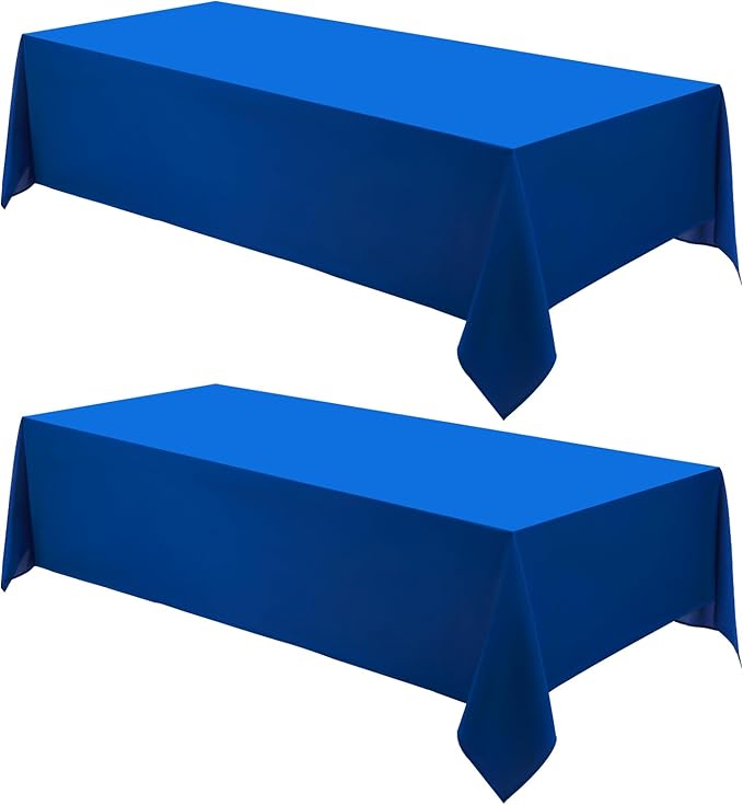 Rectangle Tablecloths 90x132 Inch 2 Pack Royal Blue Tablecloth for 6ft Washable Decorative Linen Polyester Table Cloths for 8ft Dining Table Banquets Buffet Parties and Wedding