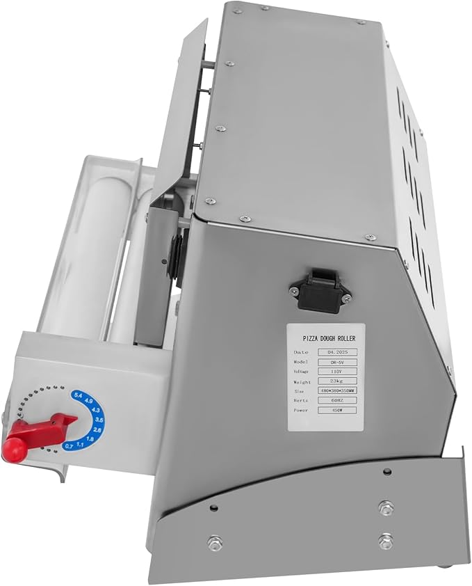 Commercial Dough Roller Sheeter for 3-12in Pizza, 450W 110V Automatic Pizza Press Shaping Machine for Noodle Pizza Bread Pasta Maker Equipment, 240-260 PCS/H