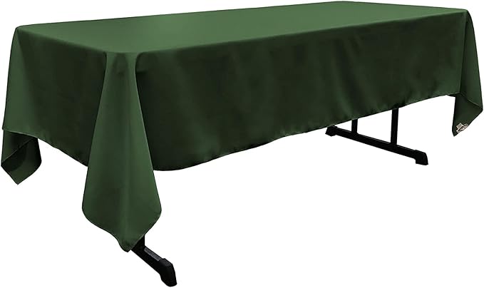 LA Linen Polyester Poplin Washable Rectangular Tablecloth, Stain and Wrinkle Resistant Table Cover 60x126, Fabric Table Cloth for Dinning, Kitchen, Party, Holiday 60 by 126-Inch, Hunter Green