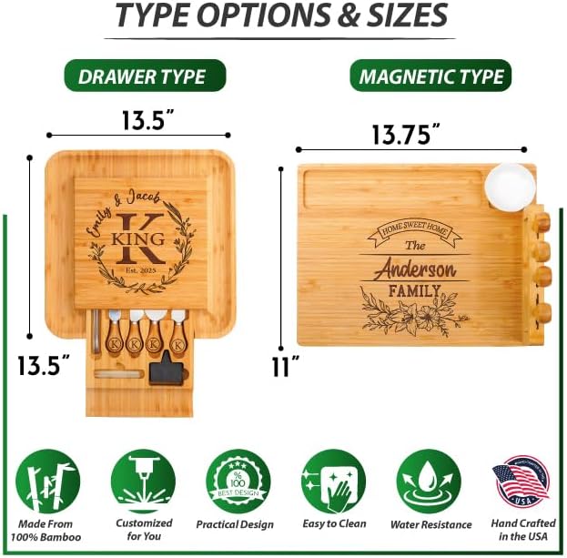 Christmas Gifts for Couples 2025, Personalized Charcuterie Board Gifts Set, Housewarming Gifts New Home Sweet Home, Bridal Shower Gifts for Bride, Large Cheese Board, Anniversary, Birthday, Engagement