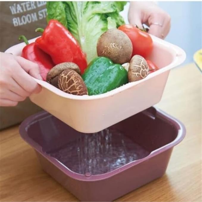 JSEIAJB 3-Piece Square Cauliflower Basket, Layer Vegetable Washing Basket, Vegetable Washing Basket