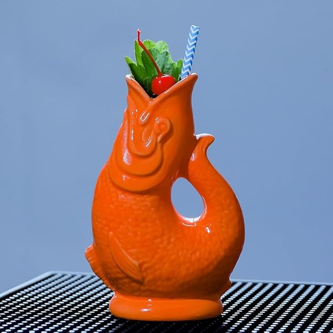 Bar 3D Fish Modeling Mug Hawaii Ceramics Cocktail Glass Bartender Special Drink Wine Tumbler Juice Milky Tea Beverage(Red)