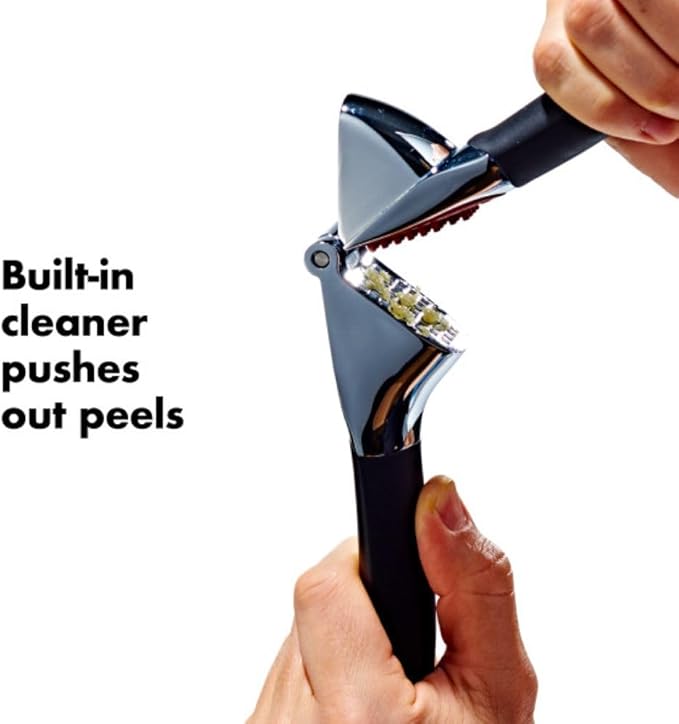 OXO Good Grips Heavy Duty Garlic Press, Die-Cast Zinc, Black