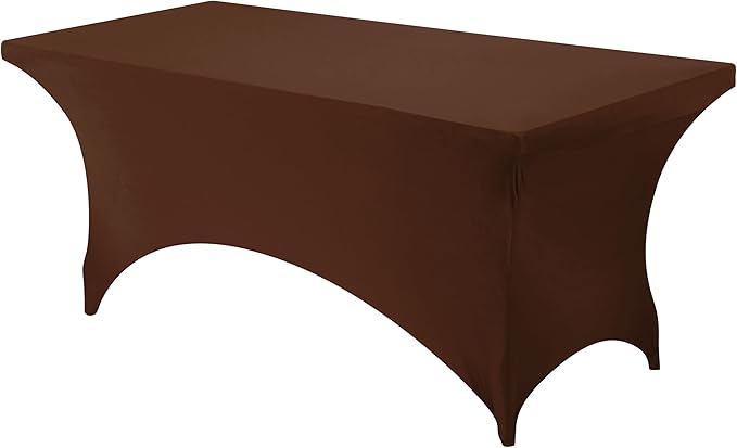 Utopia Kitchen Spandex Tablecloth 1 Pack [6FT, Light Coffee] Tight, Fitted, Washable and Wrinkle Resistant Stretch Rectangular Patio Table Cover for Event, Wedding, Banquet & Parties[72Lx30Wx30H Inch]