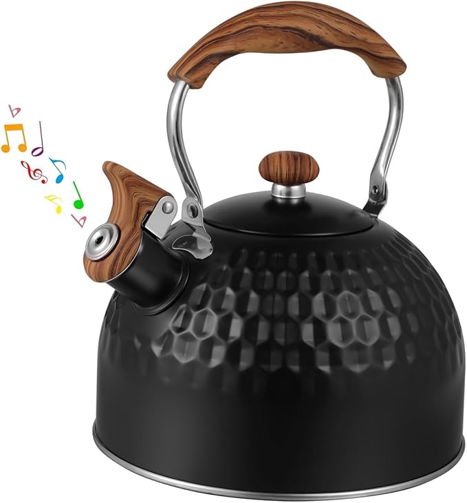 Tea Kettle Stovetop Whistling Teakettle Teapot, Stainless Steel, 2.5 L Black