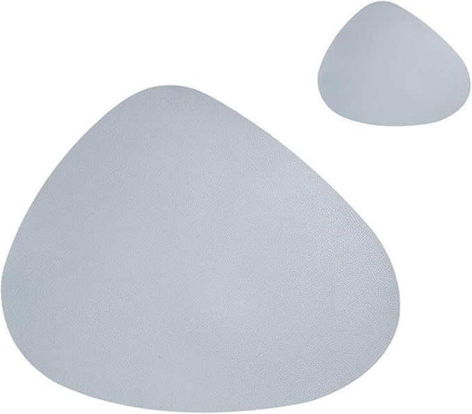 Placemat Table Mat Tableware Pad PU Leather Waterproof Heat Insulation Non-Slip Placemat Soft Black Brown Washable Bowl Coaster(Light Gray)