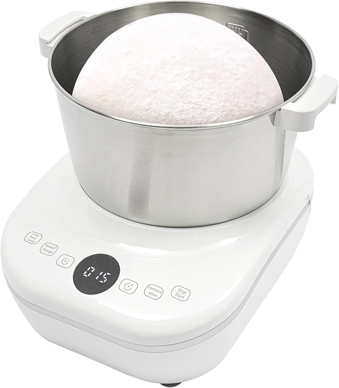 Electric Dough Maker, 5L/4.5QT 304 Stainless Steel Dough Mixer Machine with Ferment Function Commercial & Home Automatic Bread Dough Kneading Machine With Auto Timer & Touch Control 170rpm (White)