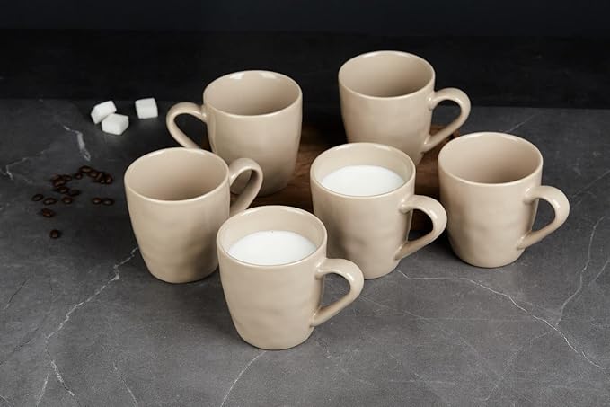 famiware Mars 4 Pieces Coffee Mug, 14 oz Tea Mug, Catering Mugs with Handle for Coffee, Tea, Cocoa, Milk, Cinnamon Brown