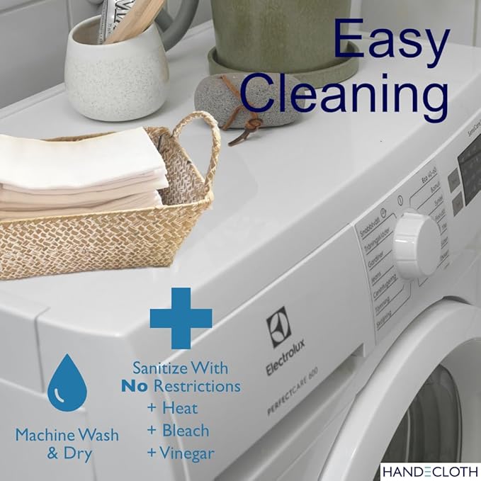 HANDECLOTH Reusable Paper Towels/Organic Cotton/American Made/Durable/Machine Washable/Absorbent/Quality Edges/No Pilling/Microfiber Cloth Alternative/Natural (24 Pack)