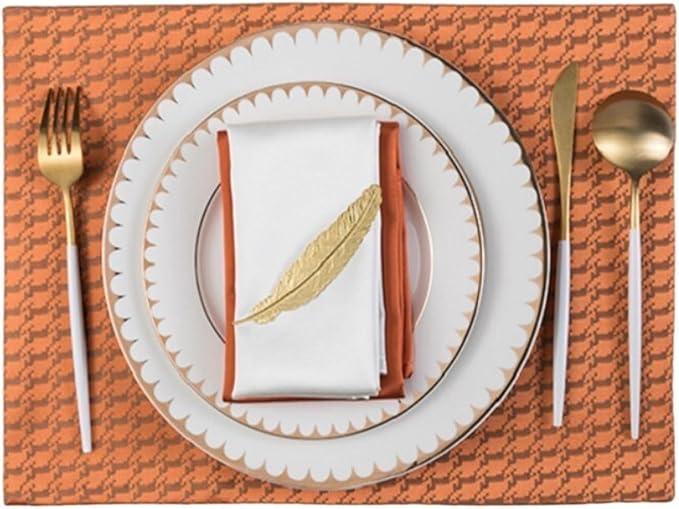 Farmhouse Dining Table Indoor Outdoor Placemat Jacquard Luxury Fabrics Non-Slip Heat Kitchen Table Mats(J haiquan)